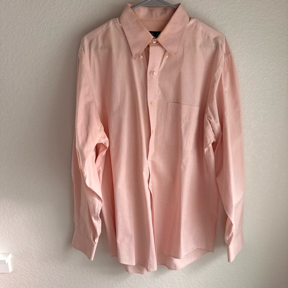 Men's Peach Jos A Bank Dress Shirt - Size L
